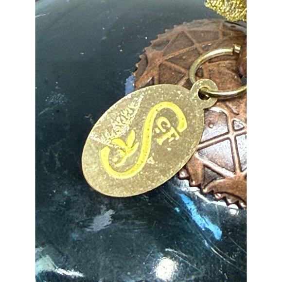 Seasons of Cannon Falls Glass Christmas Ornament Blue Teardrop Flower Etch Bulb - Picture 6 of 6